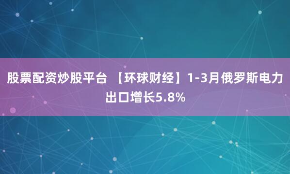 股票配资炒股平台 【环球财经】1-3月俄罗斯电力出口增长5.8%